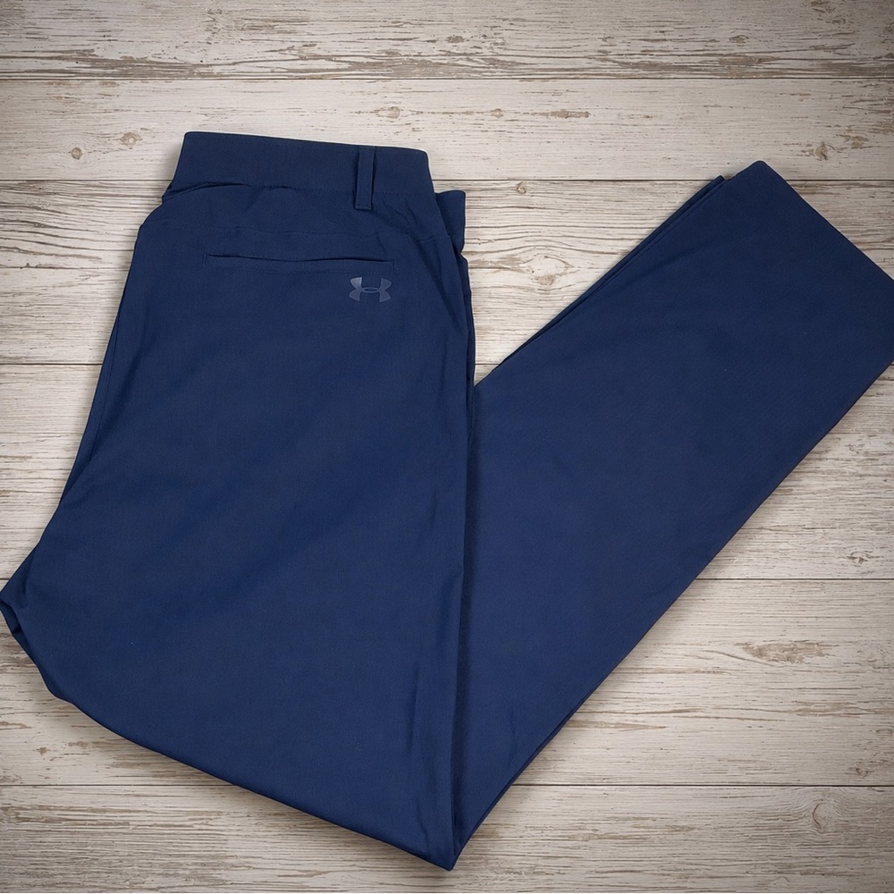 Under Armour Golf Performance Pants 38x34 Navy Blue Stretch Chino Tech Trousers